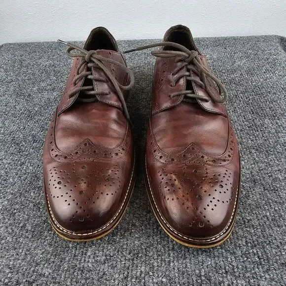 Joseph Abboud Mens Brown Leather Wingtip Derby Dress Shoe Sz 10‎  pre-owned - Picture 2 of 14